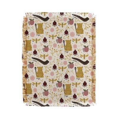 Marni Honey Bear Bee Shofar Pomegranate Apple Woven Throw Blanket - Deny Designs