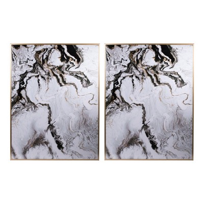31" x 40" (Set of 2) Marbled Panels White - A&B Home