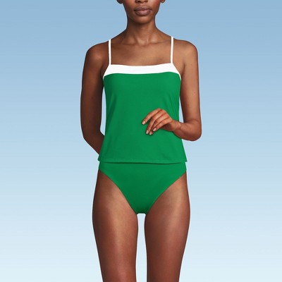Lands' End Women's Chlorine Resistant Reversible Scoop Neck Tie Back Tankini Swimsuit Top