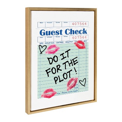 Kate & Laurel All Things Decor 18"x24" Do It For The Plot Guest Check Framed Canvas by Alli Standefer Bright Gold
