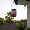 7" Solar Patriotic Glass/Iron Hanging Lantern with LED Lights Cool White - Alpine Corporation: Outdoor Decorative LED Lantern, AA Battery Powered - 2 of 4