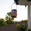 7" Solar Patriotic Glass/Iron Hanging Lantern with LED Lights Cool White - Alpine Corporation: Outdoor Decorative LED Lantern, AA Battery Powered - image 2 of 4