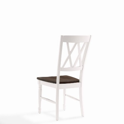 Distressed White and Dark Wood 4-Piece Dining Set with Bench