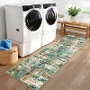 2x6 Green Modern Abstract Runner Rug, Washable Low-Pile Non-Slip Throw Carpet, Non-Shedding Floor Cover for Kitchen, Hallway, Laundry, Indoor Carpet - 3 of 4