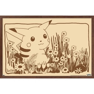 Trends International Pokémon - Pikachu Sepia Framed Wall Poster Prints - 1 of 4