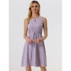 Allegra K Women's Floral Split Neck Drawstring Waist Sleeveless A-Line Summer Midi Dress - 3 of 4