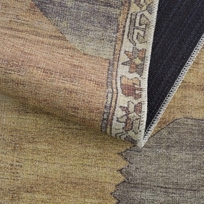 Medinah Dark Red and Camel Chenille Area Rug 6'7" x 9'