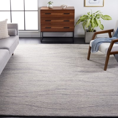 Classic Country Floral 6' Square Gray Hand-Tufted Wool Rug