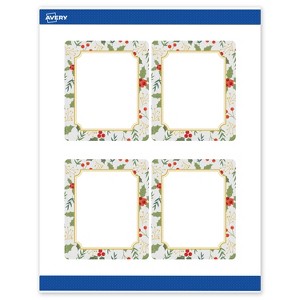 Avery Labels, 4" x 3-1/3", Gold-Blue Border Berries, Matte, 40ct - 1 of 4