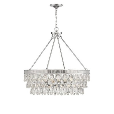 Windham 28" Warm Brass and Crystal 6-Light Pendant