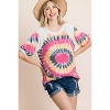 Slickblue Women's Tie Dye Bubble Sleeve Tunic Top, French Terry Fabric, Casual Fit, Fuchsia, Size S-L - 4 of 4