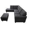 TiramisuBest Black Faux Leather L-Shaped Sectional Sofa with Storage Ottoman & Cup Holders, 3-Piece Couch for Living Room - 3 of 4