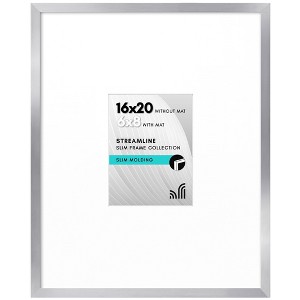 Americanflat 16x20 Picture Frame with Polished Plexiglass - Use as 6x8 Frame with Mat or Display 16x20 Photo Without Mat - Silver - 1 of 4