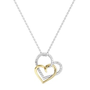 GILDED 1/10 ct Lab Grown Diamond Pendant Necklaces, SI1-SI2 Clarity, F-G Color, 14K Gold Plated Sterling Silver, 18" Chain - 1 of 4