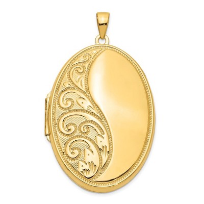 Black Bow Jewelry 14k Yellow Gold 38mm Oval Locket