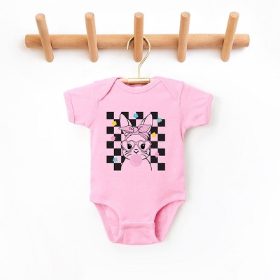 The Juniper Shop Checkered Groovy Bunny Baby Bodysuit