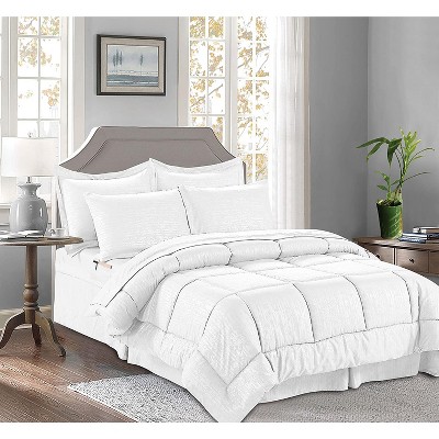 Elegant Comfort Luxury Softest, Coziest 8-PIECE Bed-in-a-Bag Bamboo Pattern Comforter Set - Silky Soft Complete Set Includes Bed Sheet Set with Double Sided Storage Pockets