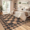 Checkerboard Rugs Easy Cleaning Easy Jute Floor Mats, Modern Geometric Indoor Outdoor Carpet, Non-Slip Foldable Accent Rug - 3 of 4