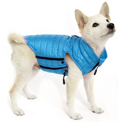 Gooby Water Resistant Puffer Vest with Side Zipper Closure for Small Dogs, Turquoise, Small