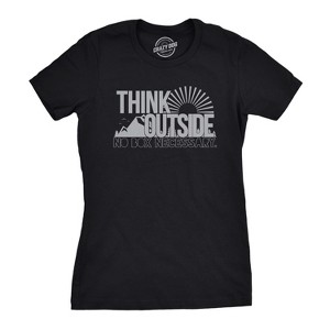 Womens Think Outside No Box Necessary Funny Cool Camping Graphic Funny T Shirt - Crazy Dog Women's T Shirt - 1 of 4