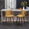 Faux Leather Tufted Counter Stools Set of 2 with Nailhead Trim, Wing-Back, Solid Wood Legs, and Gold Footrest for Kitchen or Dining Area - 4 of 4