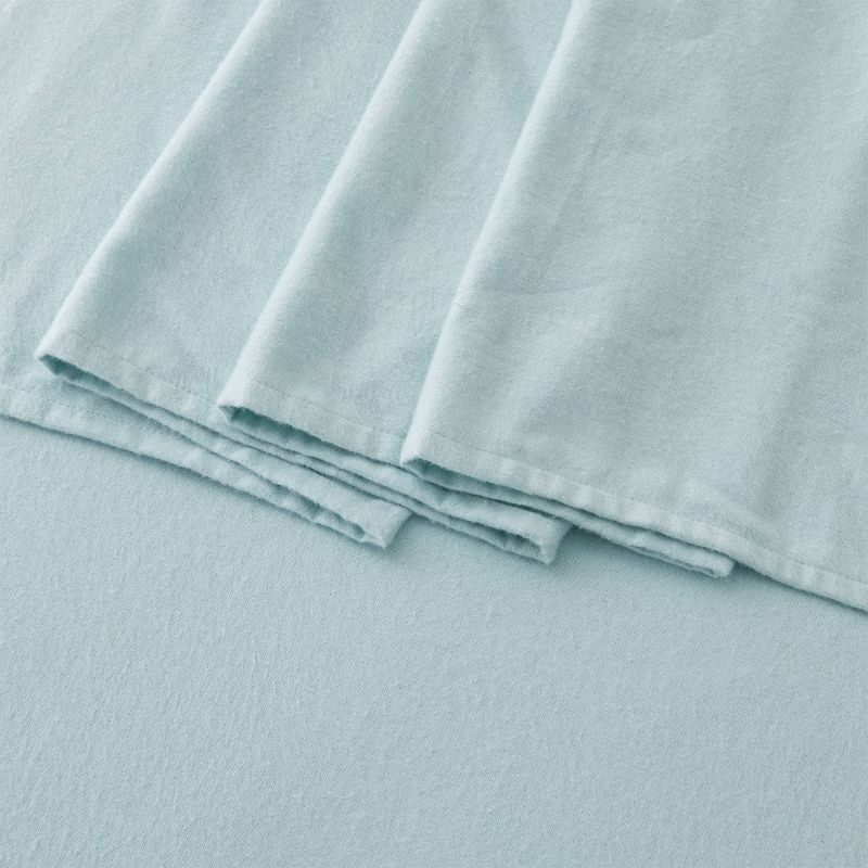 100% Cotton Solid Color Flannel Sheet Set - Isla Jade, 6 of 8