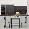 et,Kitchen Wooden Table anVINGLI 3 Piece Dining Sd 2 Chairs for Small Space/Dining Room/Apartment,Metal Frame,Black&Natural - 4 of 4