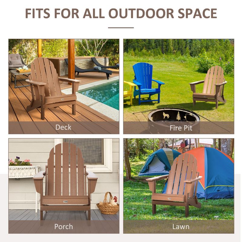 Outsunny Folding Adirondack Chair, Outdoor Fire Pit Seating HDPE Lounger Chair for Patio Deck and Lawn Furnitur, 6 of 12
