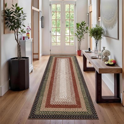 Vintage Braided Doormat, Washable Low-Pile Non-Slip Non-Shedding Small Rug for Entrance, Bedroom, Living Room, Kitchen, Farmhouse Decor