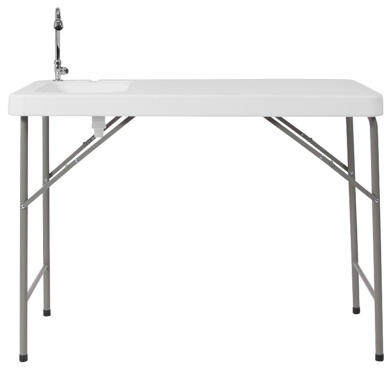 Flash Furniture 4-Foot Portable Fish Cleaning Table / Outdoor Camping Table and Sink, 4 of 14