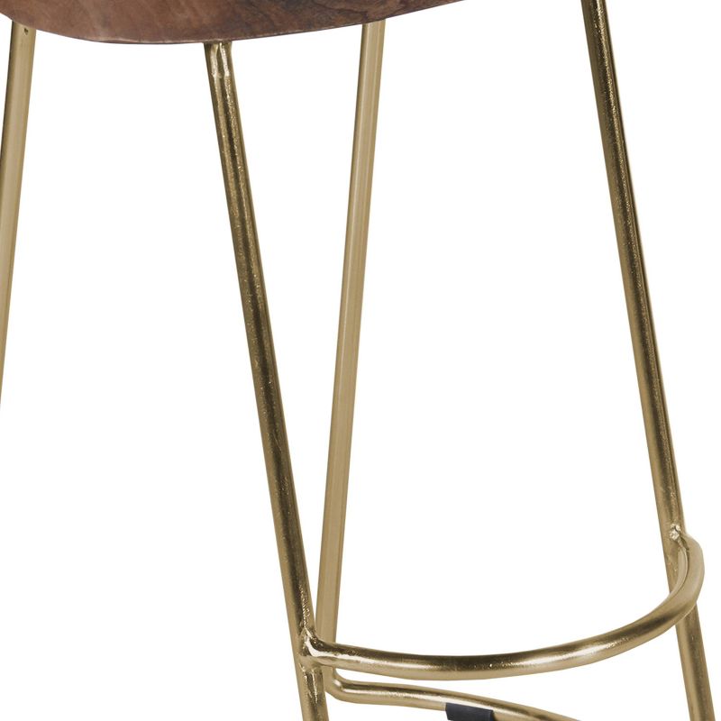 Farmhouse Counter Height Barstool with Wooden Saddle Seat and Tubular Frame - The Urban Port, 5 of 12