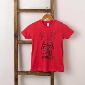 The Juniper Shop Reindeer Names Antlers Toddler Short Sleeve Tee - 1 of 2