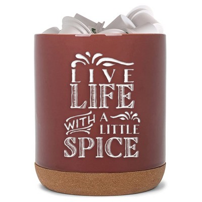 Elanze Designs Life With Spice Red X-Large Cork Bottom, Kitchen Counter, Ceramic Stoneware, Coffee, Tea and Hot Chocolate, Machine Brewing, K Capsule