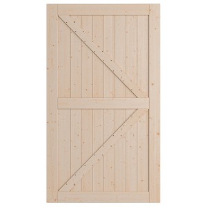 SMARTSTANDARD 84 in. Height K Shape Natural Wood Interior Barn Door (No Hardware Included) - 1 of 4