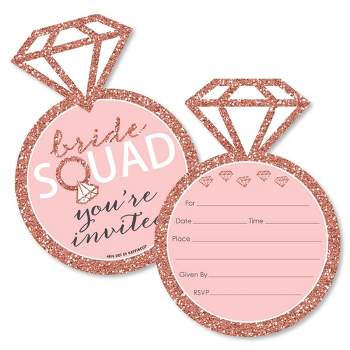 Big Dot of Happiness Bride Squad - Shaped Fill-in Invites - Rose Gold Bridal Shower or Bachelorette Party Invitation Cards with Envelopes - Set of 12