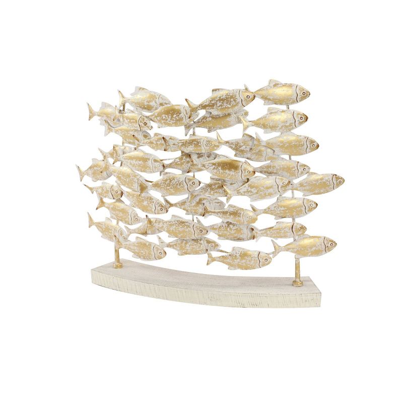 18&#34; x 24&#34; Decorative Coastal Style Carved Metal Fish Sculpture White/Gold - Olivia &#38; May, 3 of 9