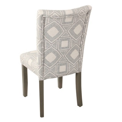 High Upholstered Faux Leather Parsons Side Chair in Woven Charcoal