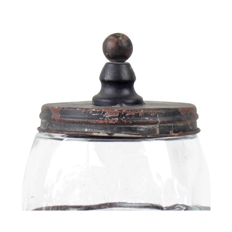Glass Jar with Black Distressed Metal Finial Stand - Foreside Home & Garden, 3 of 7