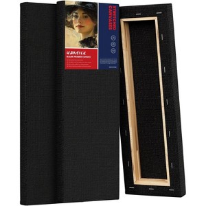 HANSILK Black Blank Canvases for Painting  4*12 inch of  3pcs - Art Supplies Canvas Panel for Acrylic Paint, Pouring, Oil Paint - 1 of 4