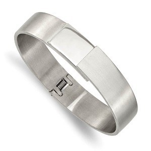 Black Bow Jewelry 13mm Stainless Steel Brushed & Polished Hinged Bangle Bracelet, 7 Inch - 1 of 4