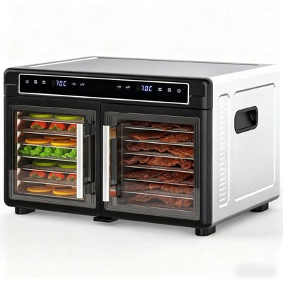 Kismile Dual-Zone Food Dehydrator with 16 Stainless Steel Trays & Independent Temperature Control