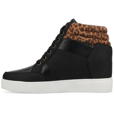 Женские кроссовки Journee Collection Journee Women's Clarity High Top Wedge Sneaker, Leopard/Camel 6 — фото 2