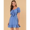 Allegra K Women's Vintage Tie Knot Sweetheart Neck Heart Print A-Line Ruffle Mini Dress - 2 of 4