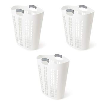 Gracious Living Easy Carry Large Vented Plastic Laundry Hamper w/Handles, White