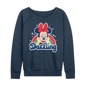 Women's - Disney - Dazzling Minnie Lightweight French Terry Wide Neck Long Sleeve Shirt - 1 of 4