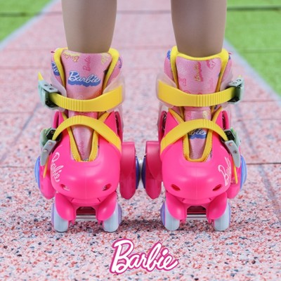 Roller Shoes For Girls For Girls - Adjustable Size 3-6 & 12-2, Glitter Wheels, Foam Lining, ABEC 5 Bearings Barbie Roller Skates