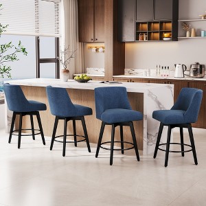 Dyonery 26" Swivel Counter Height Bar Stools with Backrests, Upholstered Seats & Wood Legs for Kitchen Island - 1 of 4