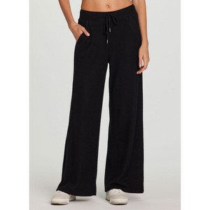 RBX Active Women's Relaxed Fit Wide Leg Ribbed Lounge Pants Athleisure Pant with Pockets - 1 of 4