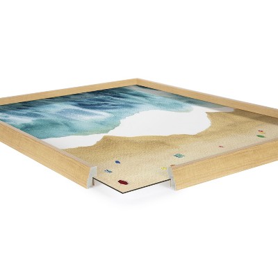 North Shore Coastal Beach Print Framed Glass Wall Art, 18x24 Natural
