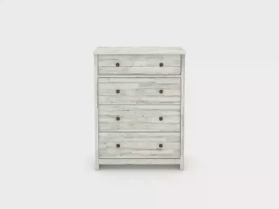 White Plank Farmhouse 4-Drawer Chest with Soft Close